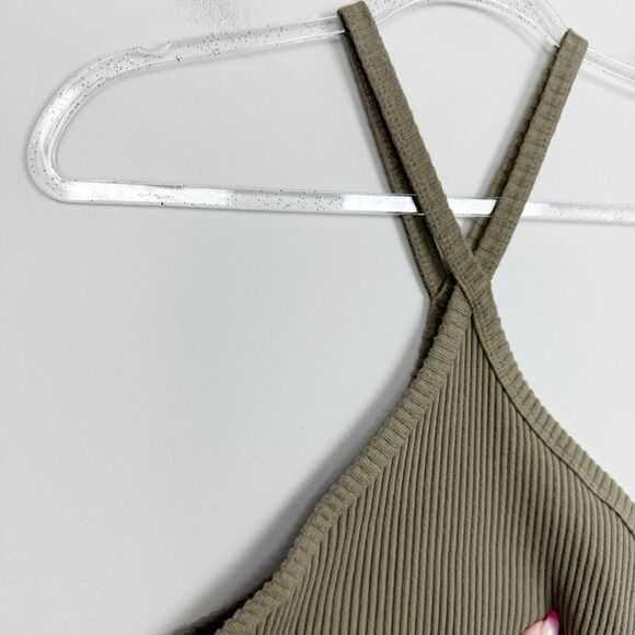 ANTHROPOLOGIE | T.LA Moss Green Ribbed Halter Neck Top NEW Women’s Size Small - Picture 7 of 11